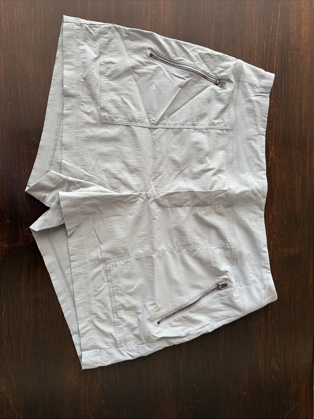 Athleta Light Gray Trekkie Zip Pocket Shorts